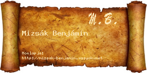 Mizsák Benjámin névjegykártya